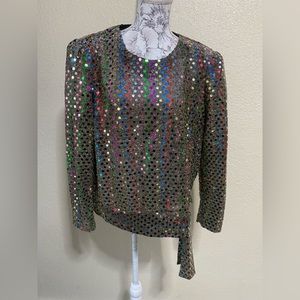 Another Thyme multicolor sequin‎ blouse, vintage 80s